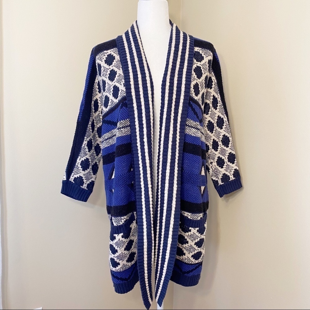 Lucky Brand Open Front Geometric Cardigan - M